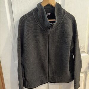 Calia Full Zip EFFORTLESS COZY JACKET  L Soft Ribbed Cotton Blend  Zip Pockets
